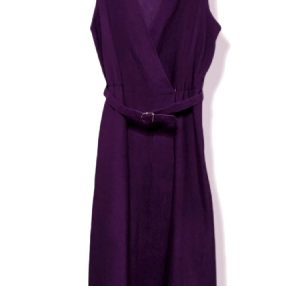 Vintage corduroy purple wrap midi dress with pockets Union made